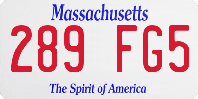 MA license plate 289FG5
