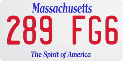 MA license plate 289FG6