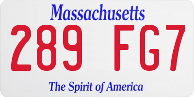 MA license plate 289FG7