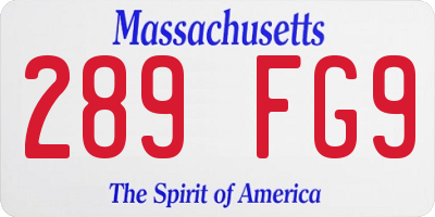 MA license plate 289FG9