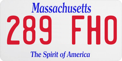 MA license plate 289FH0