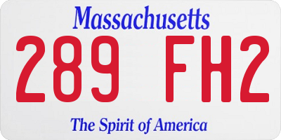 MA license plate 289FH2