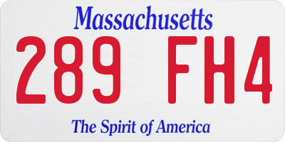 MA license plate 289FH4