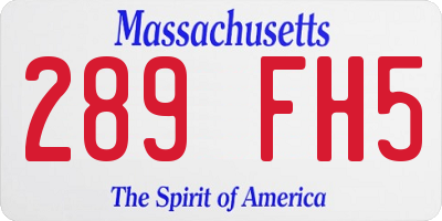 MA license plate 289FH5