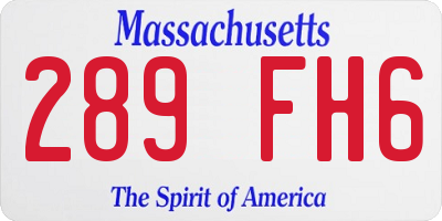 MA license plate 289FH6