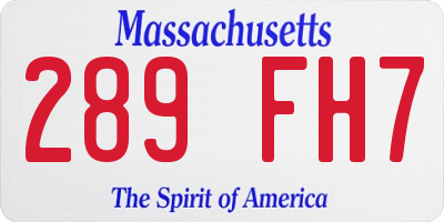 MA license plate 289FH7