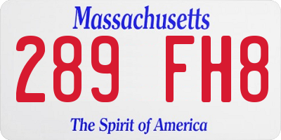 MA license plate 289FH8