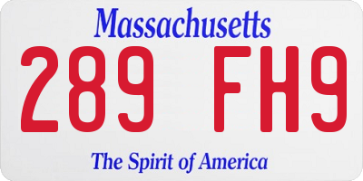 MA license plate 289FH9