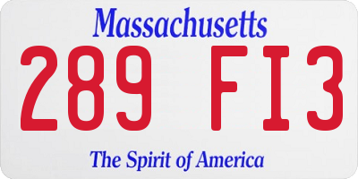MA license plate 289FI3
