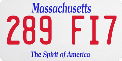 MA license plate 289FI7