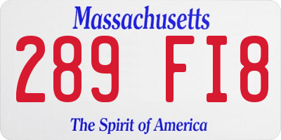 MA license plate 289FI8
