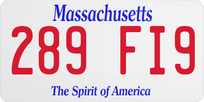 MA license plate 289FI9