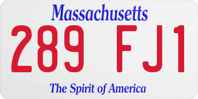 MA license plate 289FJ1
