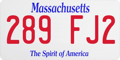 MA license plate 289FJ2