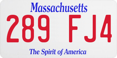 MA license plate 289FJ4