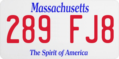 MA license plate 289FJ8