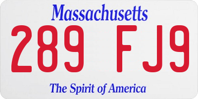 MA license plate 289FJ9