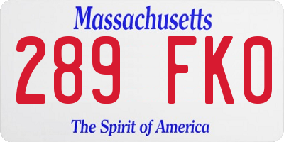 MA license plate 289FK0