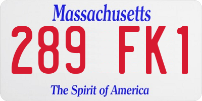 MA license plate 289FK1