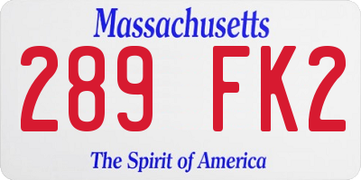 MA license plate 289FK2