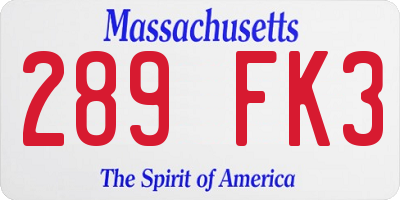 MA license plate 289FK3