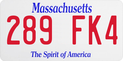 MA license plate 289FK4