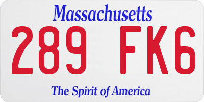 MA license plate 289FK6