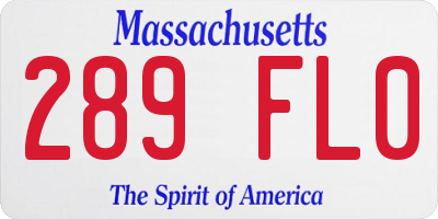 MA license plate 289FL0