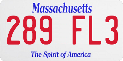 MA license plate 289FL3