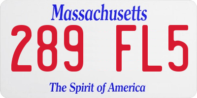 MA license plate 289FL5