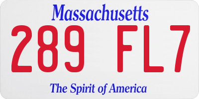 MA license plate 289FL7