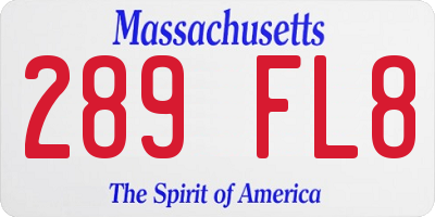 MA license plate 289FL8