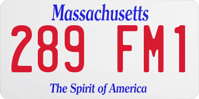 MA license plate 289FM1