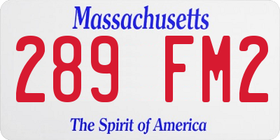 MA license plate 289FM2