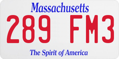 MA license plate 289FM3