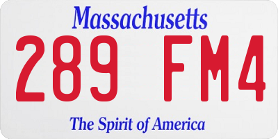 MA license plate 289FM4
