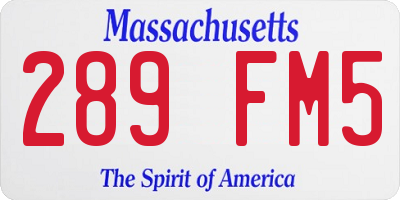 MA license plate 289FM5