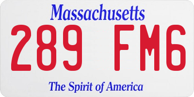 MA license plate 289FM6