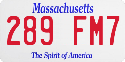 MA license plate 289FM7