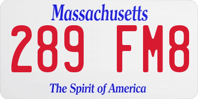 MA license plate 289FM8