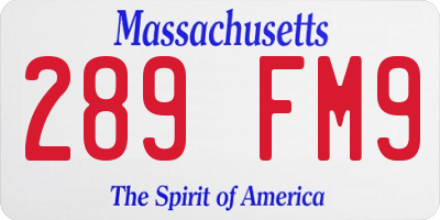 MA license plate 289FM9