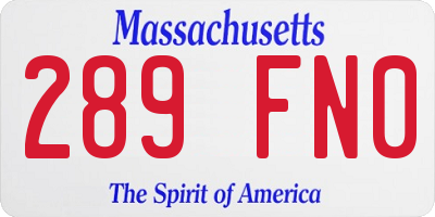 MA license plate 289FN0