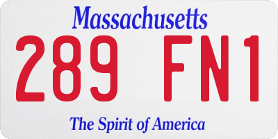 MA license plate 289FN1