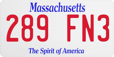 MA license plate 289FN3