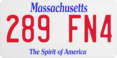 MA license plate 289FN4