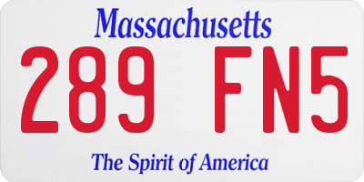 MA license plate 289FN5
