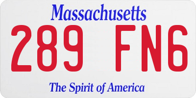 MA license plate 289FN6