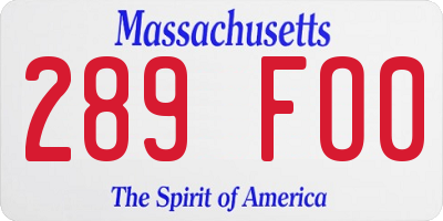 MA license plate 289FO0