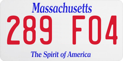 MA license plate 289FO4