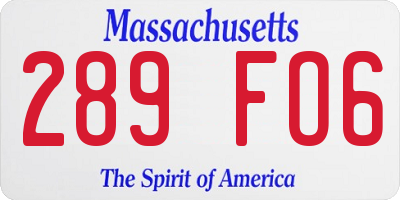 MA license plate 289FO6